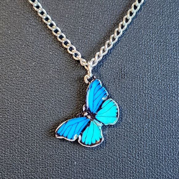 Silver Tone Butterfly Pendant Necklace - Picture 4 of 11